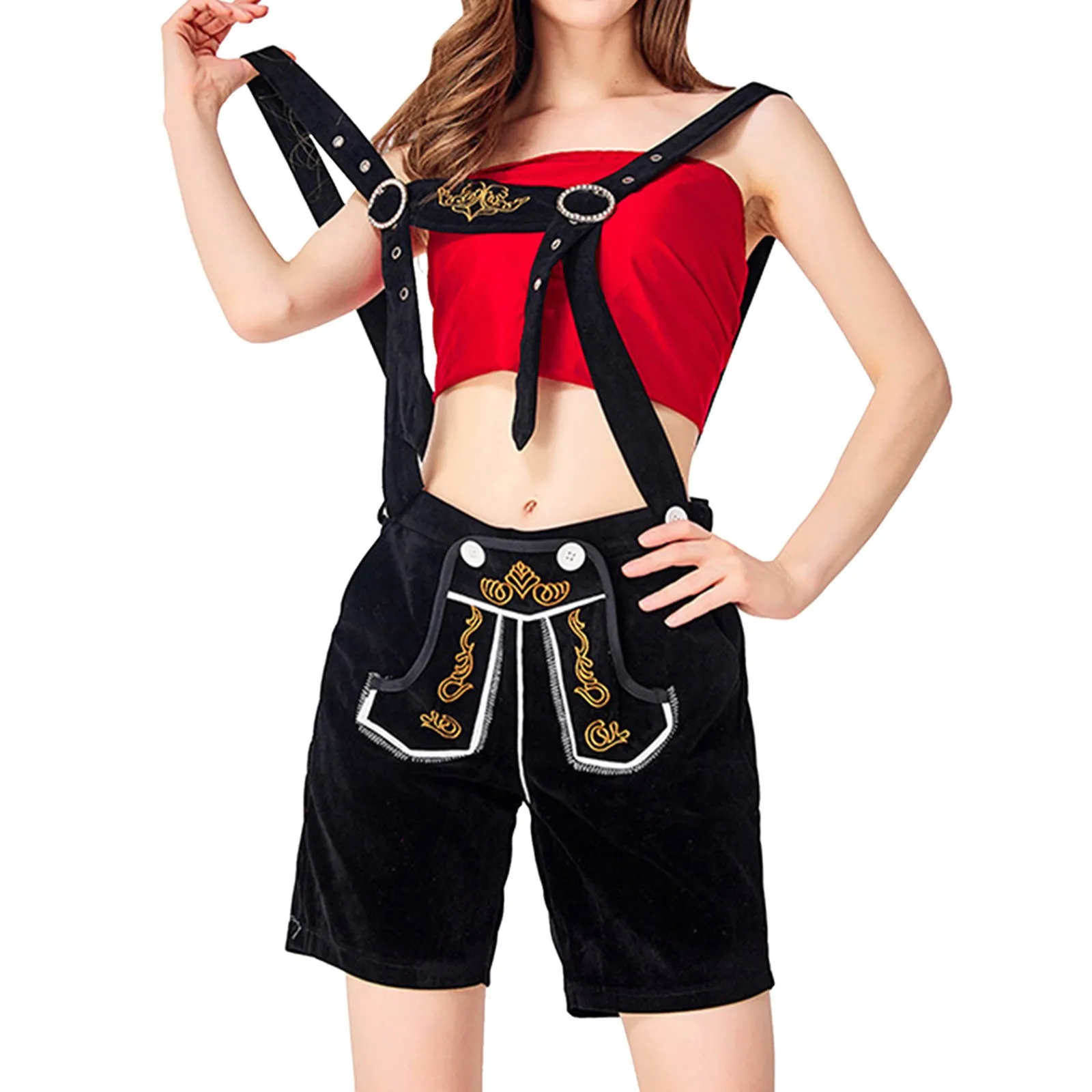

October Beer Festival Bavarian Women Leather Shorts Authentic German Jumpsuit Gothic Wedding Dress