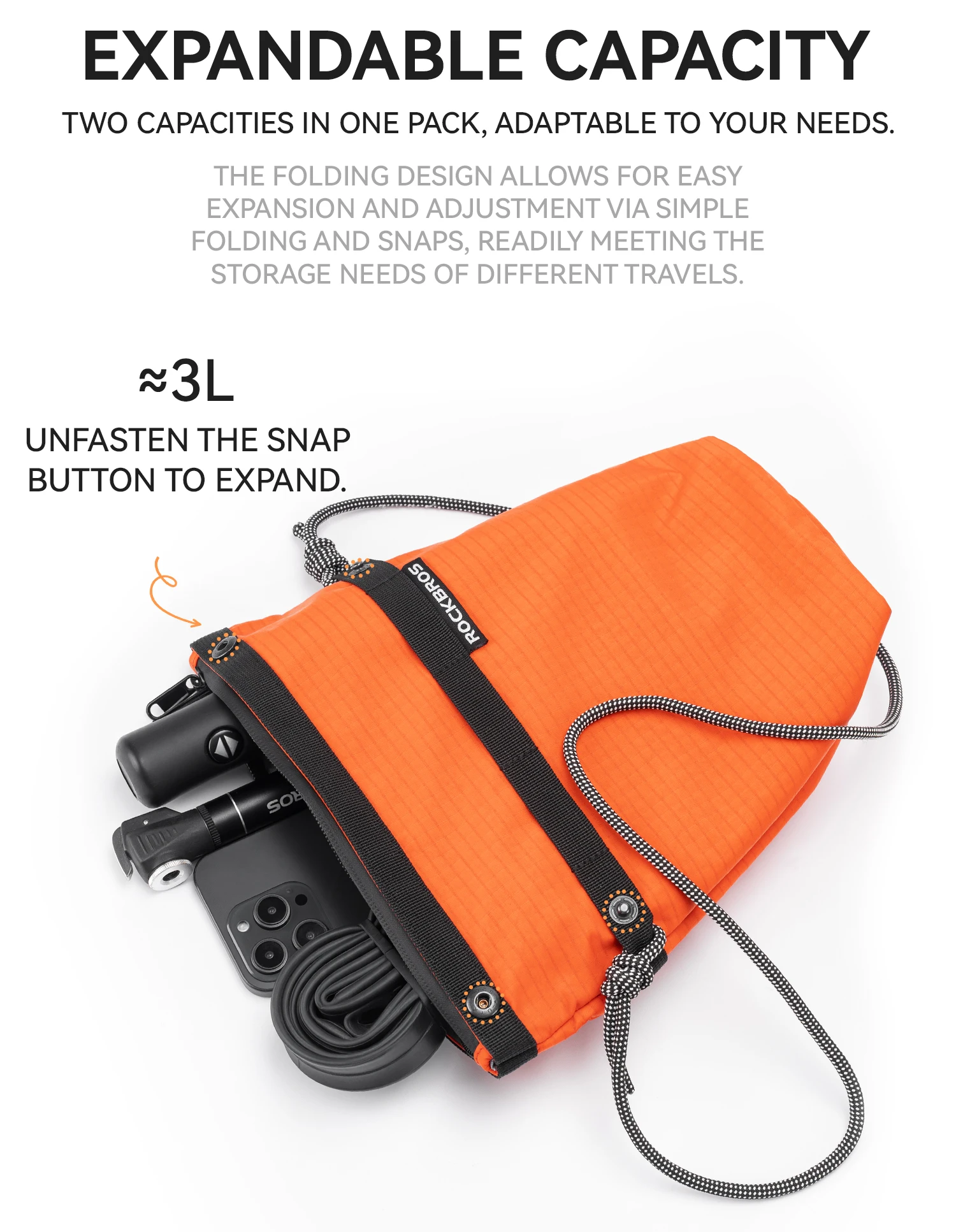Open bag showing compartments