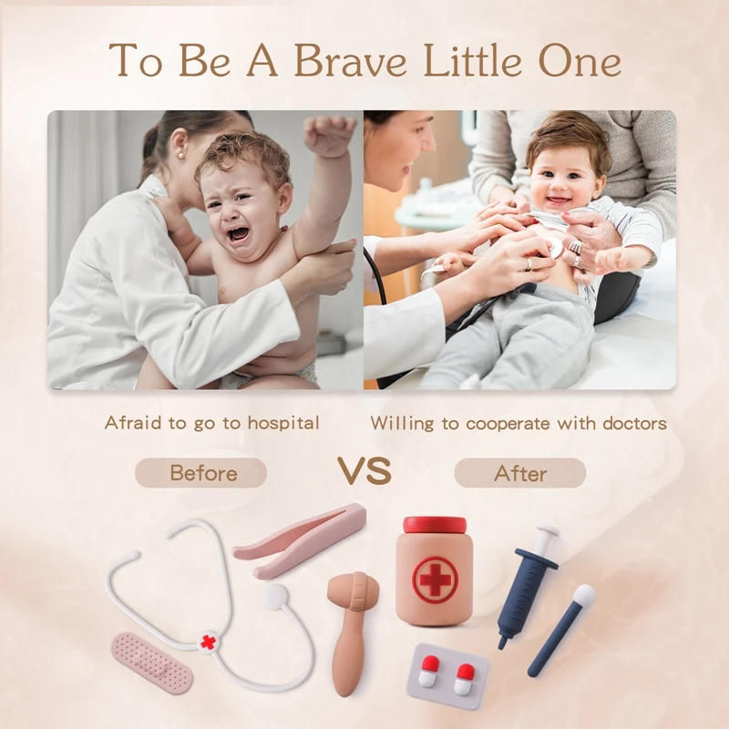 Children Doctor Toy Set Silicone Simulation Medical Box Montessori Toy Baby Play House Games Educational Toy Kid Christmas Gifts 3