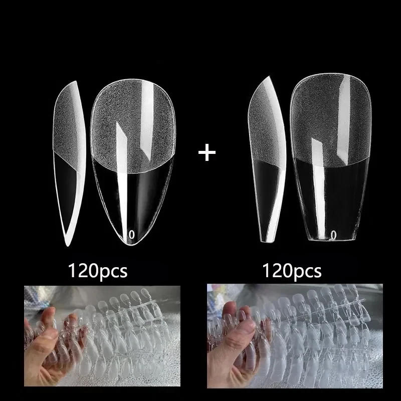 Fake Nails False Nails Nail Tips False Nail Tips Press on Coffin Semi Frosted Full Cover Mid Length 240Pcs Each Bag