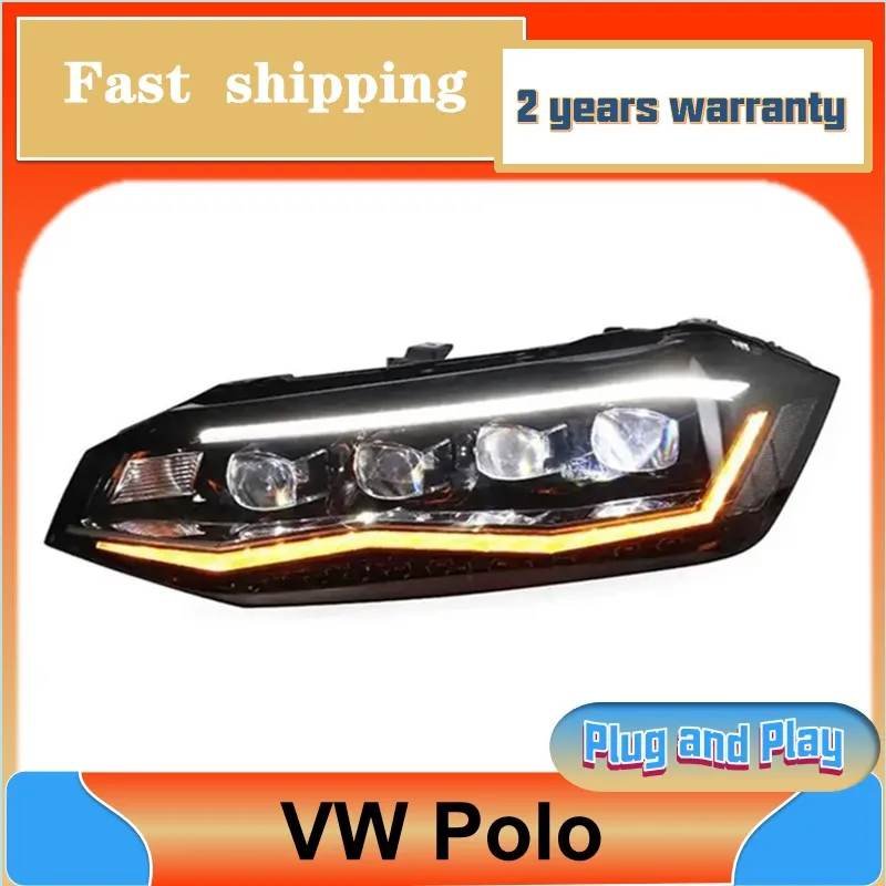 

Car Styling for VW Polo Headlights 2019-2022 Polo Head Lights Volkswagen DRL Turn Signal Low High Beam Projector Lens