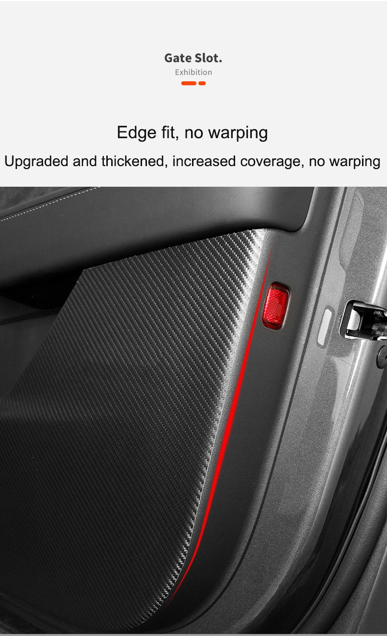 Door Anti-Kick Mats 4PCS Front Rear Door Panel Stickers Carbon Fiber/leather Anti-friction Mat Full Fit For Tesla Model 3/Y
