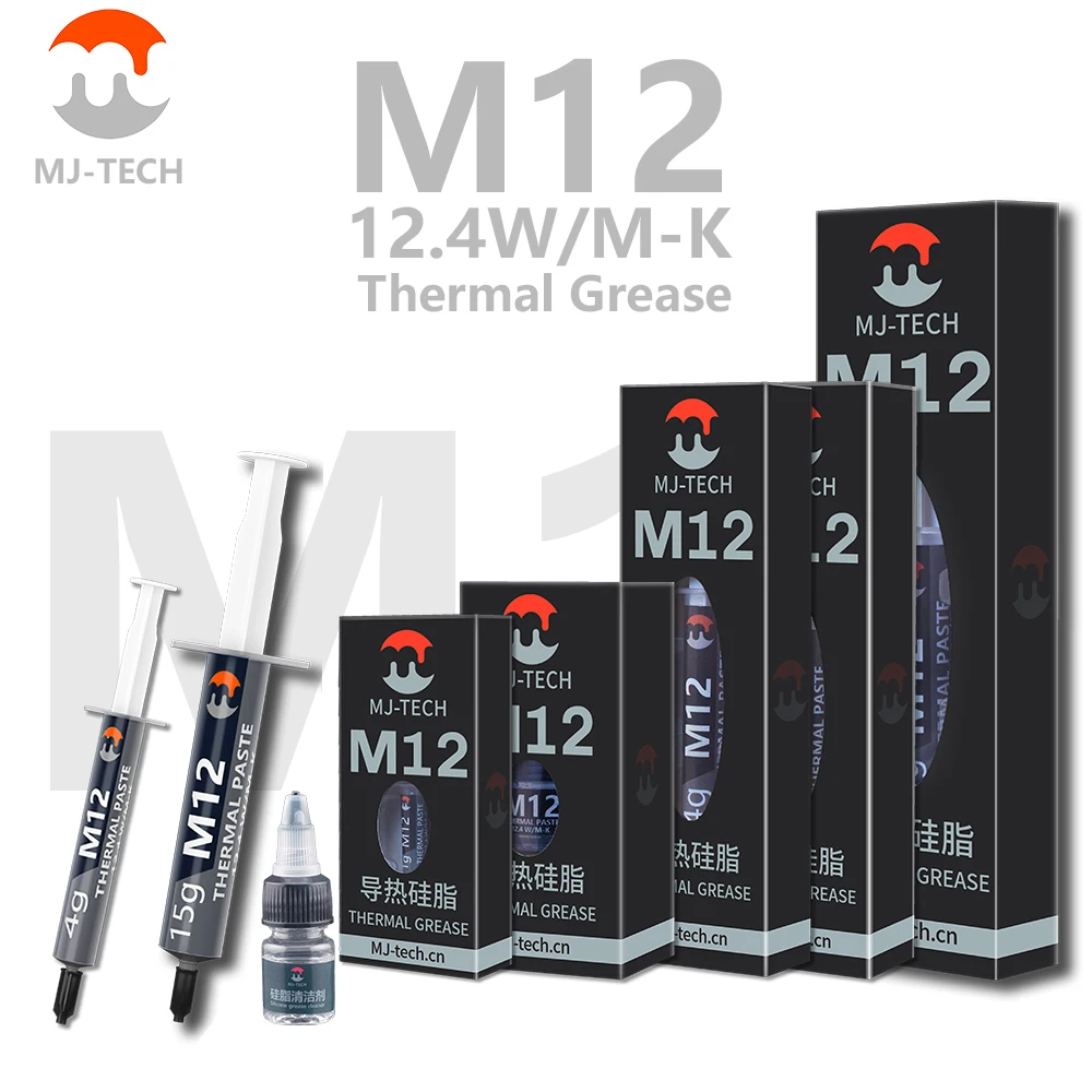 Высокопроизводительная термопроводящая паста MJ M12 12,4 Вт/мК, непроводящая быстрая теплопроводность, Термопаста для ЦП, графического процессора