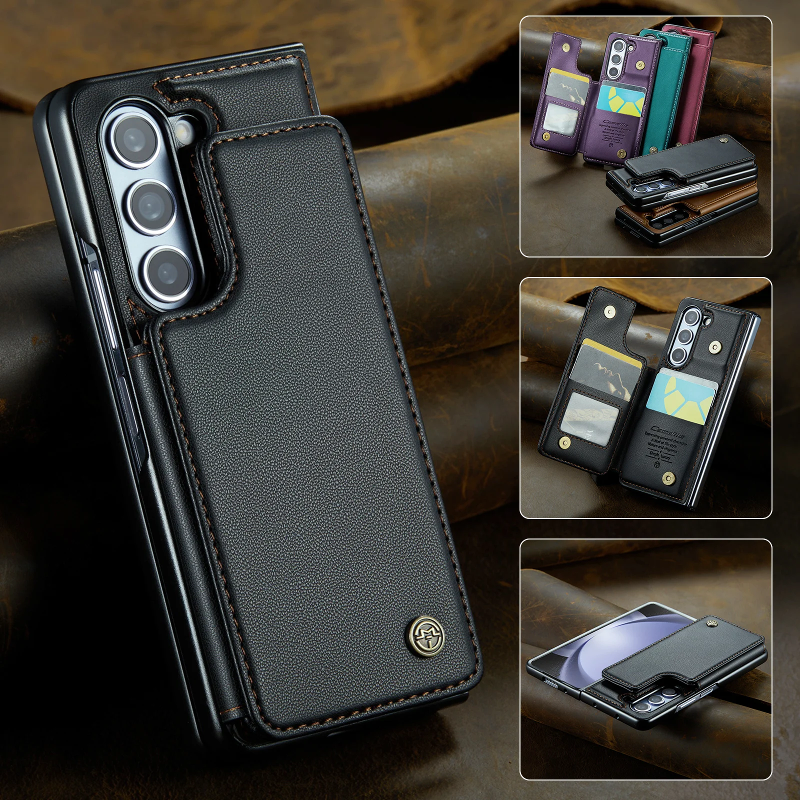 

Кожаный чехол-кошелек с отделением для карт для Samsung Galaxy Z Fold 5 Fold5 Fold4 Fold3 Fold 4 3 5G роскошный защитный чехол для телефона