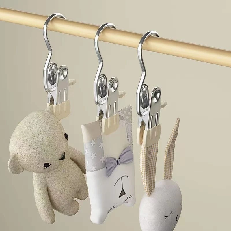 Multifunctional Clothespin Hanger Metal Stainless Steel Hat Skirt Trouser Clip Clothing Storage