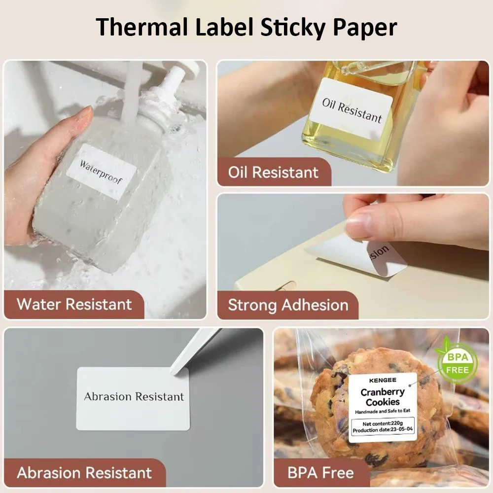 Self Adhesive Stickers Printer Sticker Paper Printing Label Sticker White Label Stickers Self-adhesive Papers Waterproof Compatible With M110 Printers for Gifts Tags DIY Jar Labels Food Category