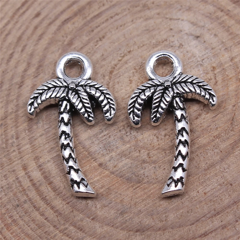 WYSIWYG-17x10mm 골동품 실버 컬러 코코넛 나무 참 펜던트, 쥬얼리 제작 DIY 쥬얼리 결과 20 개