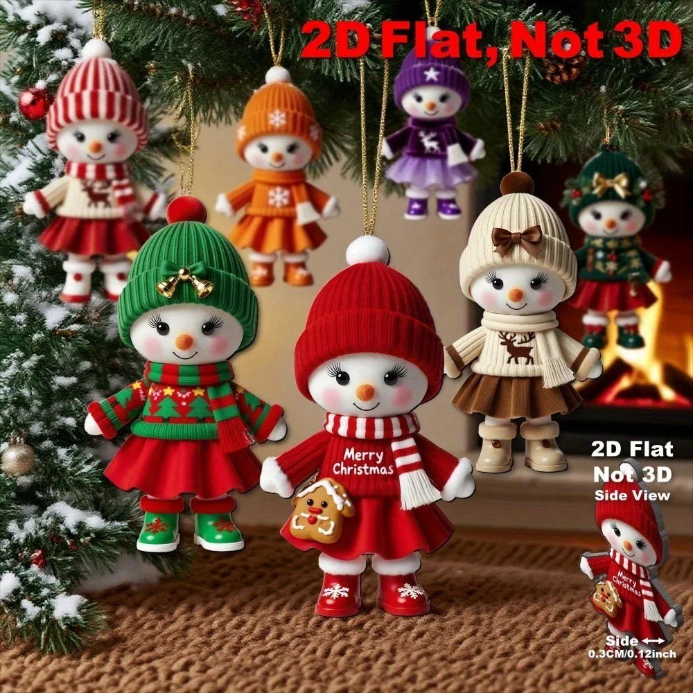 2D Flache 8 stücke Bunte Weihnachten Schneemann Puppe Weihnachtsbaum Anhänger Hause Dekoration Holz Anhänger Festival Party Liefert