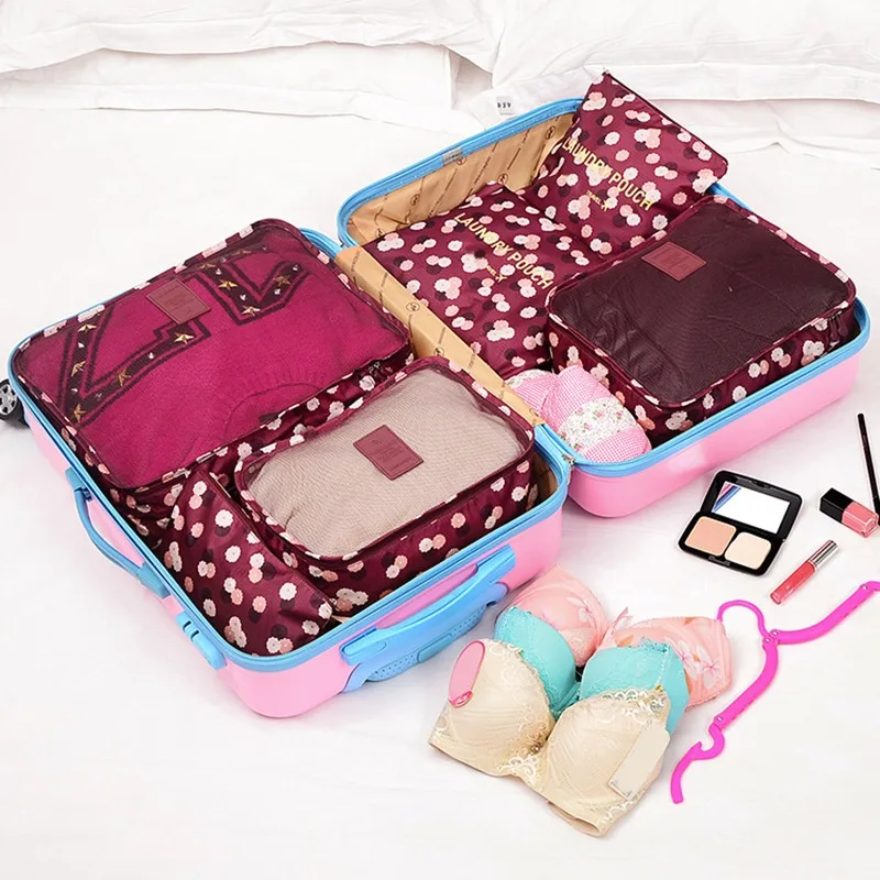 Travel Bags Storage Bag Shoes Storage Bag Clothes Storage Bags 6 PCS Travel Storage Bag Set for Clothes Tidy Organizer Wardrobe Suitcase Pouch Travel Organizer Bag Case Shoes Packing Cube