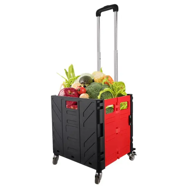 Gördülő Láda Kerekekkel Összecsukható Közüzemi Kosár Nagy Teherbírású Teleszkópos Fogantyúval Élelmiszer -Bevásárló Iroda Számára
