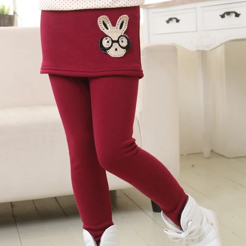 Leggings for Girls Winter Pants Kids Pants Girls Winter Leggings Fleece Warm False Two Pieces Culotte Children Divided Skirt