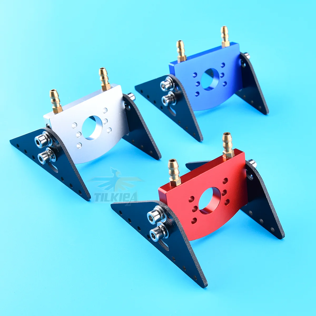 Support moteur RC 540/550 avec refroidissement eau - Bleu/Argent/Rouge