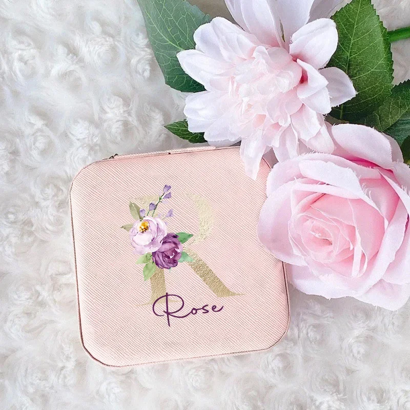 Name Jewelry Box Personalized Travel Jewelry Ring Case Bridesmaid Proposal Wedding Birthday Christmas Bridal Shower Gift jewelry boxes case