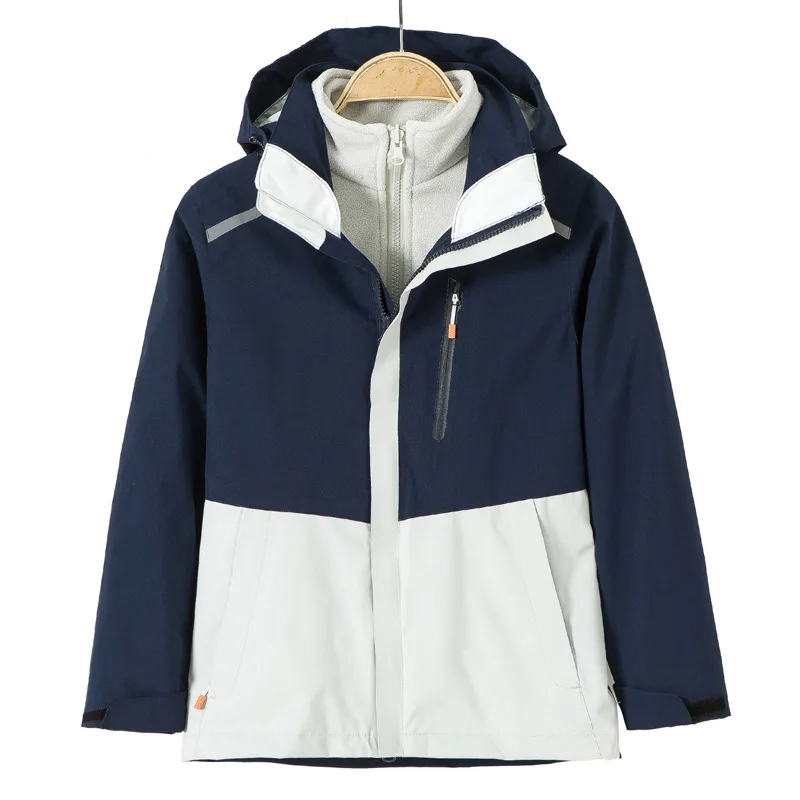 

-30 Children's Winter Warm Jacket 3 IN 1 Detachable Children's Polar Fleece Coat Hooded Windproof Boys Girls Outdoor Outerwear