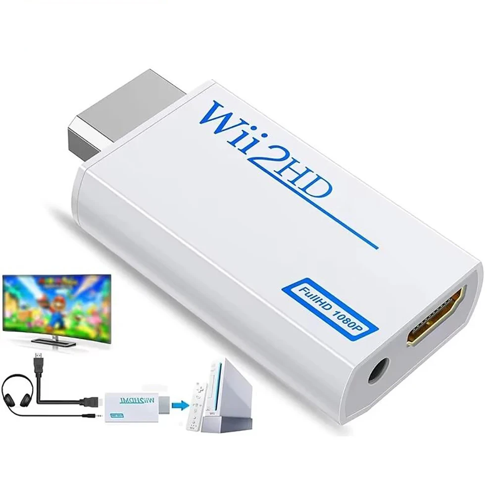 For WII to HDMI Converter Full HD 1080P HDMI Wii 2 HDTV Converter Adapter with 3.5mm Audio for PC HDTV Monitor Display