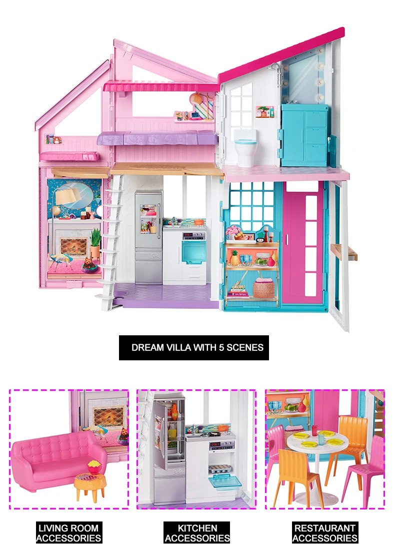 Barbie house Malibu, two-story folding doll house with furniture and  accessories, recommended age + 3 (Mattel FXG57) - AliExpress