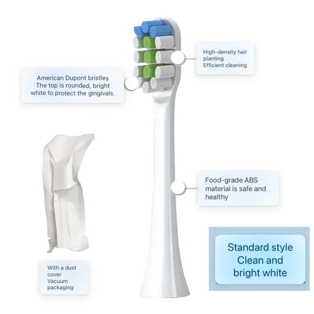 Nandme NX6000-W12 NX8000 NX9000 소닉 전동 칫솔 화이트 블랙용 8Pcs 소프트 듀폰 브리슬 교체 칫솔 헤드