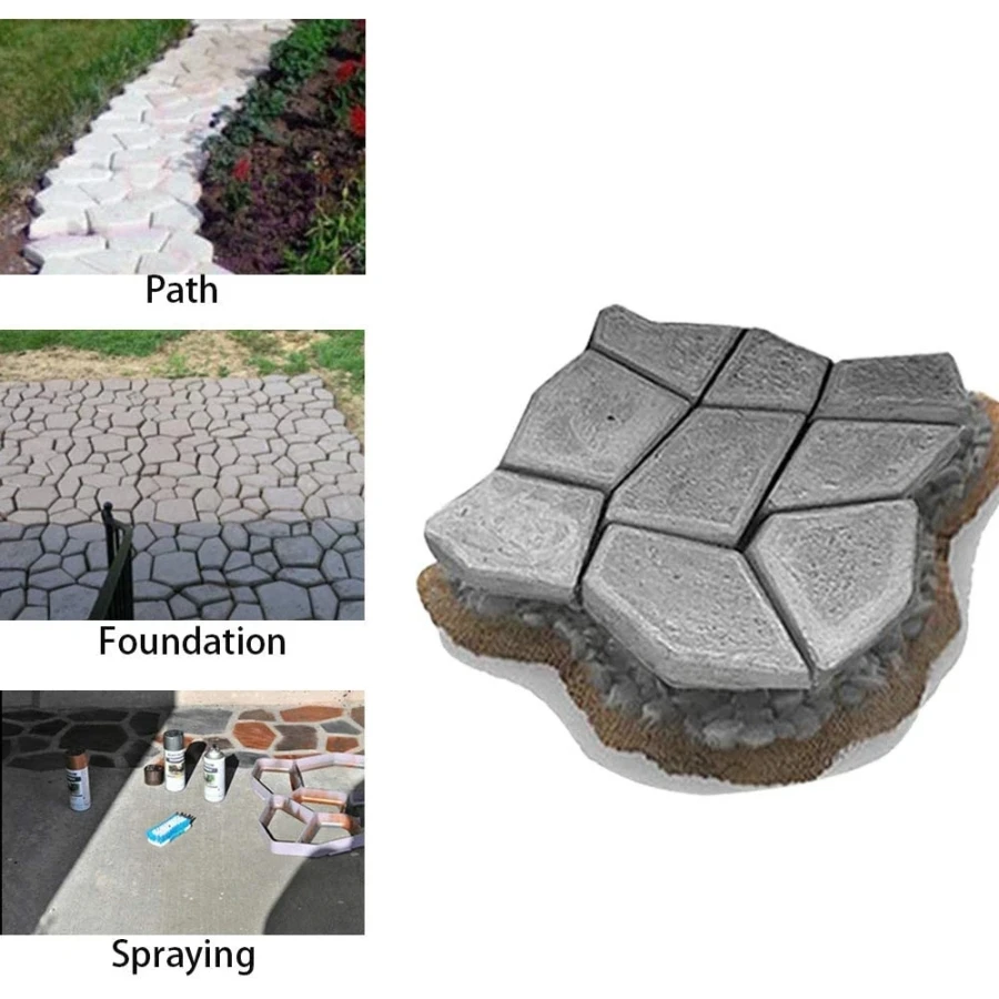Description Picture 6 of item2PCS Garden Walk Pavement Mold DIY Manually Paving Cement Brick Stone Road Concrete Molds Path Maker Reusable Garden Stone Road