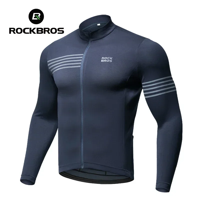 ROCKBROS Winter Cycling Jacket Warm Long Sleeves Top Riding Clothing Tight Reflective Men's Cycling Jersey Profession Cloth