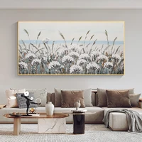 White Dandelion Abstract Textured Painting on Canvas Large Personalized Gift Art Modern White Flowers Acrylic Original Painting 6
