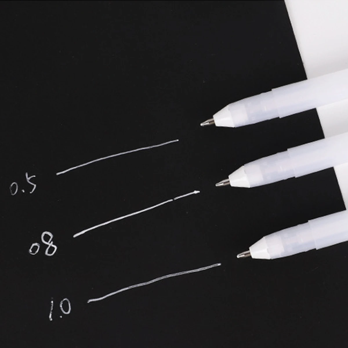 Classic White Ink Gel Pens for Journaling, Art, and Drawing - Assorted Tip Sizes - 3 Pack