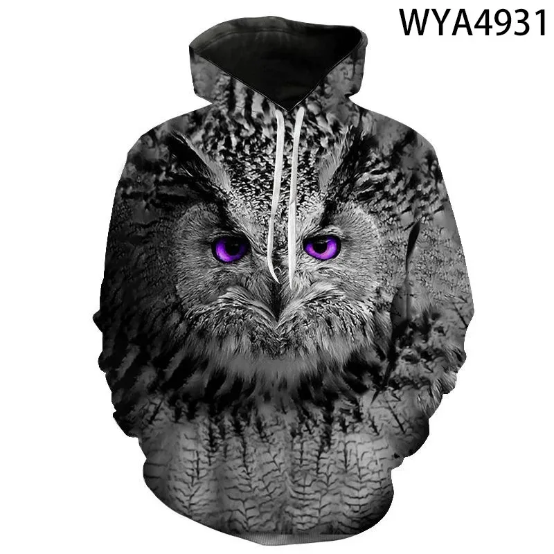 Men and Women 3D Owl Printing Hooded Sweatshirts, Kids Hoodies, Cool Pullover, Boy, Girl, Kids, Casual, Fashion, New Arrival