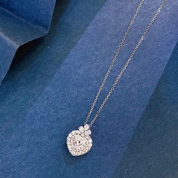 Heart Cut Lab Grown Diamond Pendant Necklace 0.5ct Main Stone DEF VS-VVS Platnum 950 Diamond Wedding Necklace For Women NO IGI 3