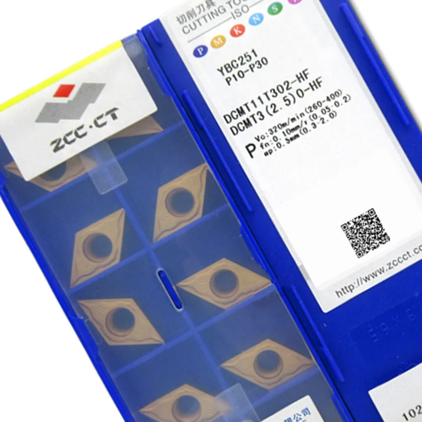 

ZCC.CT DCMT11T302-HF YBC251/DCMT11T304-HF YBC251/DCMT11T308-HF YBC251 DCMT11T3 DCMT32.51 DCMT32.52 CNC carbide inserts 10PCS/BOX