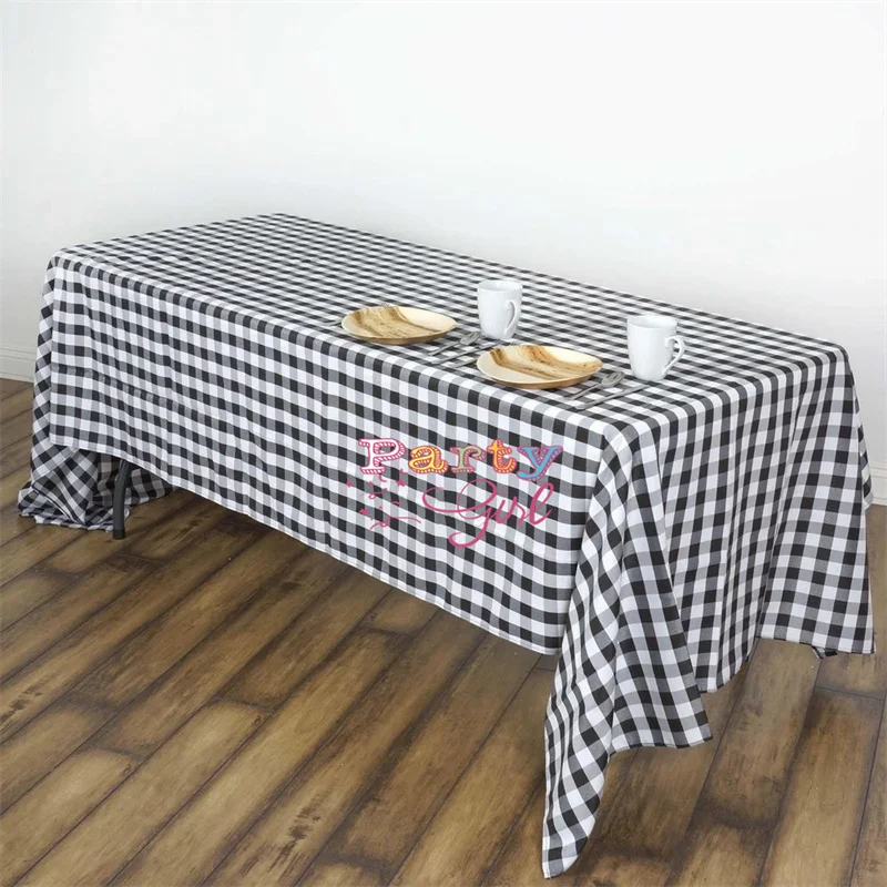 

Red Color Buffalo Plaid Tablecloth Rectangular Checkered Polyester Linen Table Cloth Overlay For Wedding Event Party Decoration