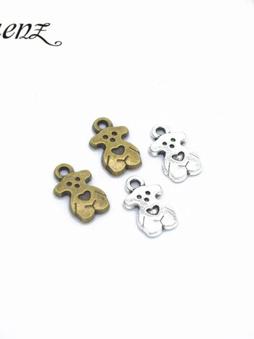 100pcs 14*8mm Cute Bear Charm Kawaii Bear Charms Dancing Bear Charms Vintage DIY Accessories For Jewelry Making F0114