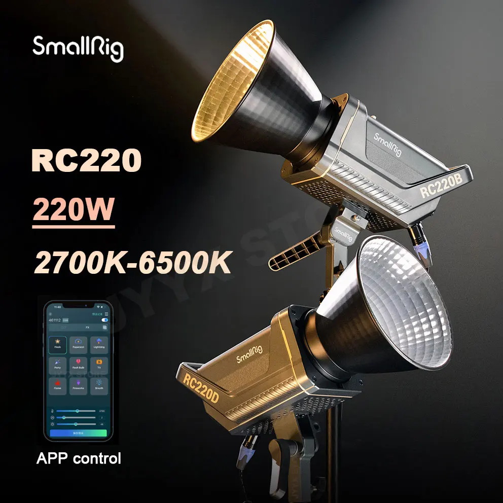 

Smallrig RC220 220w LED COB Light 2700K-6500K Photography Video Light APP Control Lighting Effects Professional Studio Light
