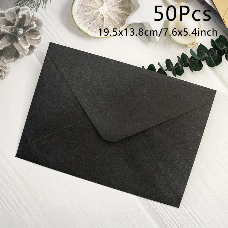 Kraft Paper Envelopes Mini Envelopes 50pcs/lot 19.5x13.8cm for Invitations Stationery Postcards Card Packaging Bags 120g Paper Storage Wedding Business