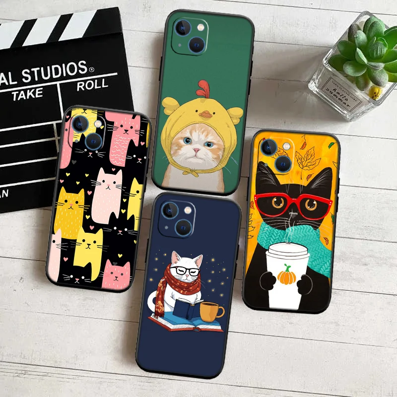 Adorable Cat Cartoon Phone Case - Whimsical Feline Design Protector