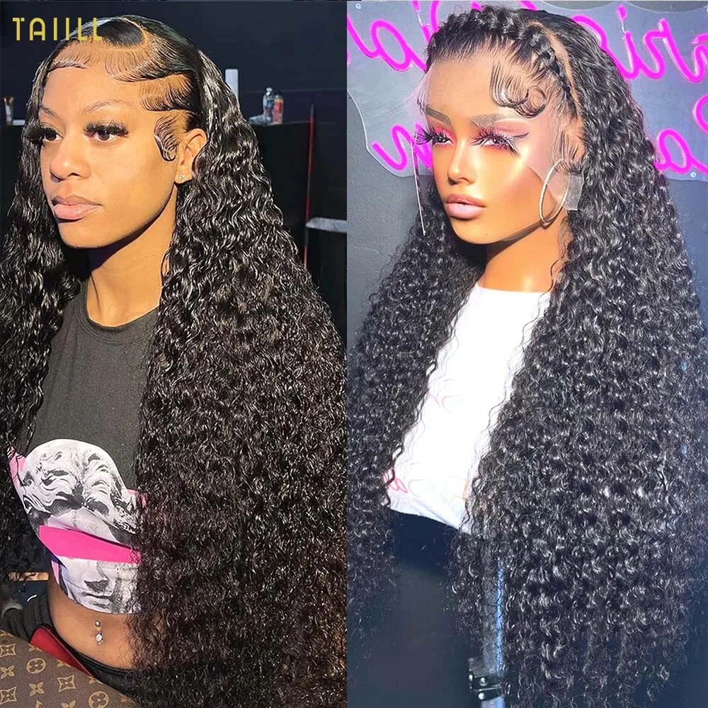 

13x6 Deep Wave Lace Front Wigs Human Hair Wigs HD Transparent Deep Curly Lace Frontal Glueless Wigs Human Hair Wear And Go