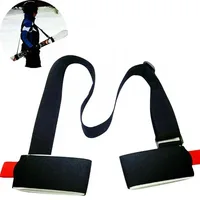New Skiing Pole Shoulder Hand Carrier Lash Handle Straps Adjustable Buck Hook Loop Protecting Black Nylon Ski Handle Strap Bag 2