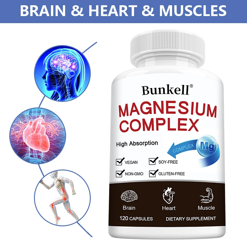 Triple Magnesium Complex - Improve Sleep Quality, Increase Energy, Boost Digestive System, and Improve Immunity, 120 Capsules