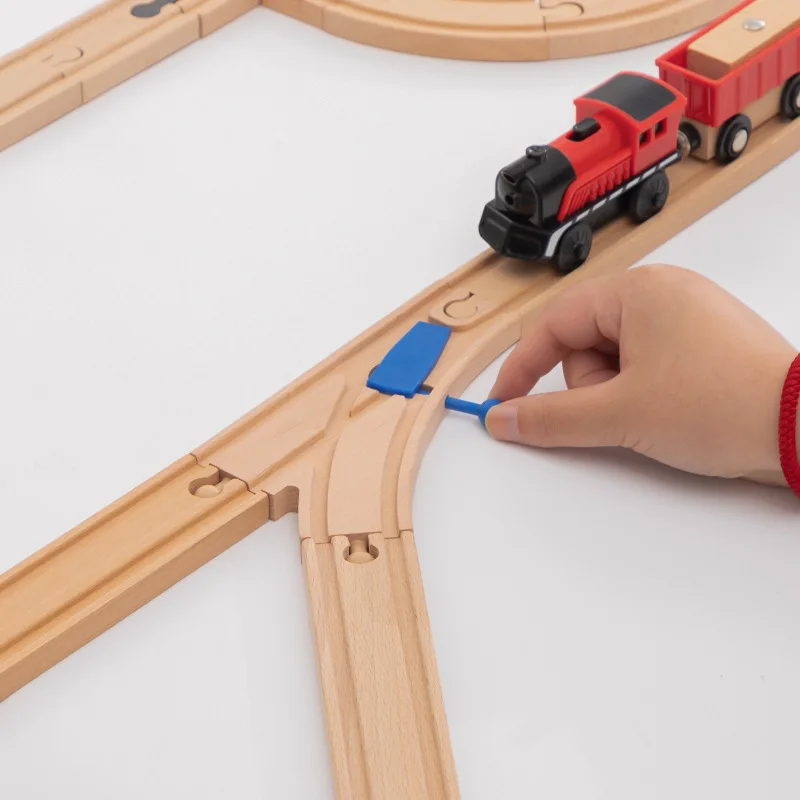 New Wooden Track Accessories Beech Wood Railway Train Track Parts fit for Brand Wood Tracks Education Toys for Children 2