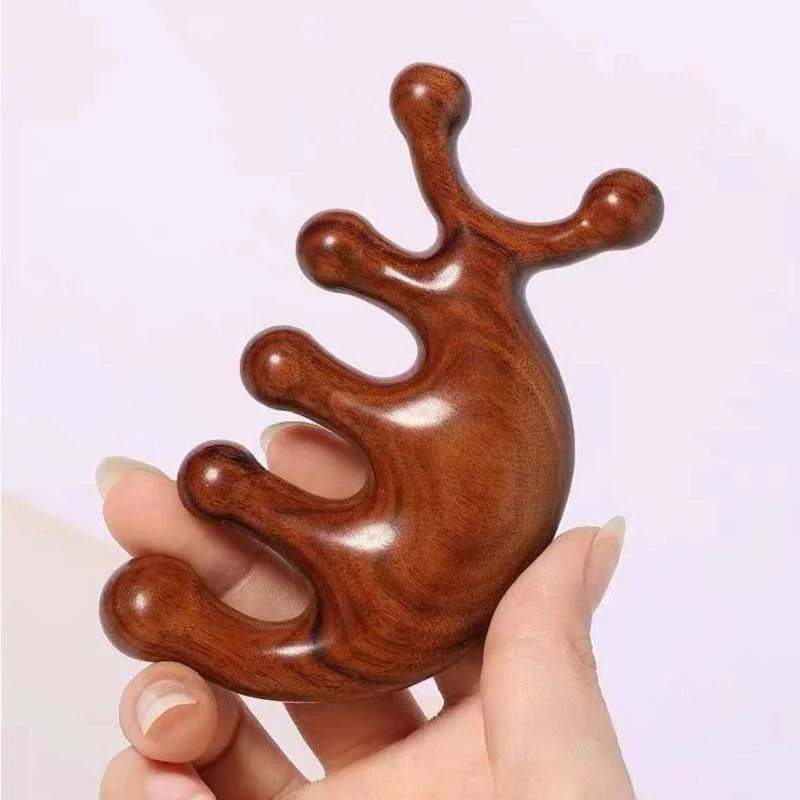 Multifunctional Sandalwood Meridian Massage Comb Handmade Wooded Hair Comb Head Scalp Scraping Pressure Relief Relaxation