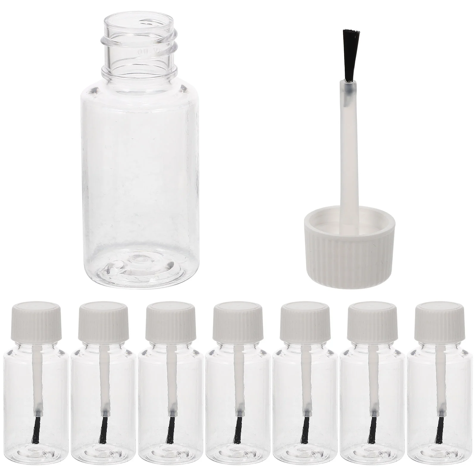 8Pcs Clear Small Bottle Clear Nail Gel Small Bottle with Brush Nail Varnish Storage Bottles