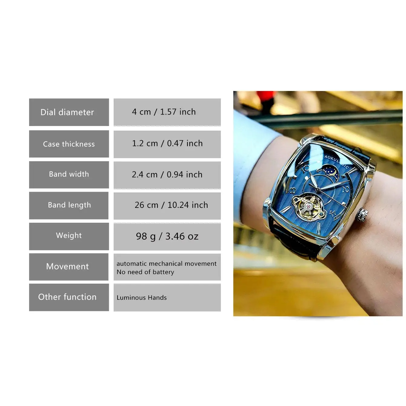 Forsining Orologi meccanici automatici da esterno Custodia