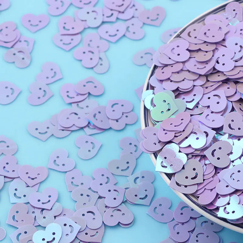 10g/20g/50g/10mm neue Pailletten mit lächelndem Gesicht, lose PVC-Pailletten, Bastelmaterial, Farbreste, Nagelkunst, DIY, Hochzeit, Nähen, dekorative Pailletten – Detail 1