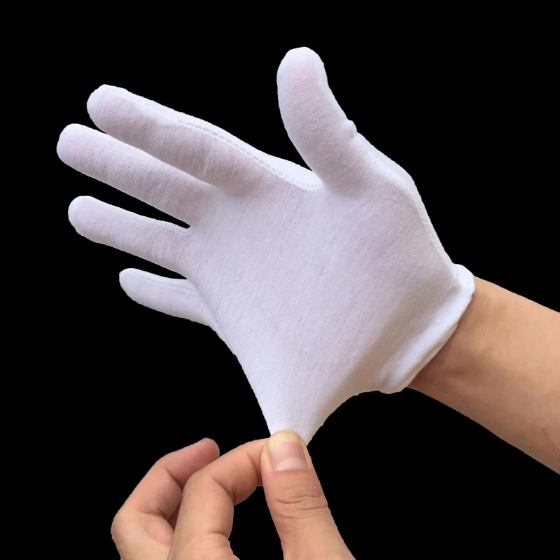 Cotton Gloves 24PCS Large Cloth Stretchable White Cotton Gloves Jewelry Silver Cleaning Work Archive Serving Costume Coin Gloves 3