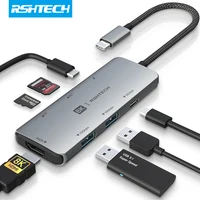 RSHTECH USB C Hub hdmi 4k 120hz 8K HDMI 10Gbps Data Transfer Speed 100W Power Delivery with SD/TF Reader USB-C Docking Station 2