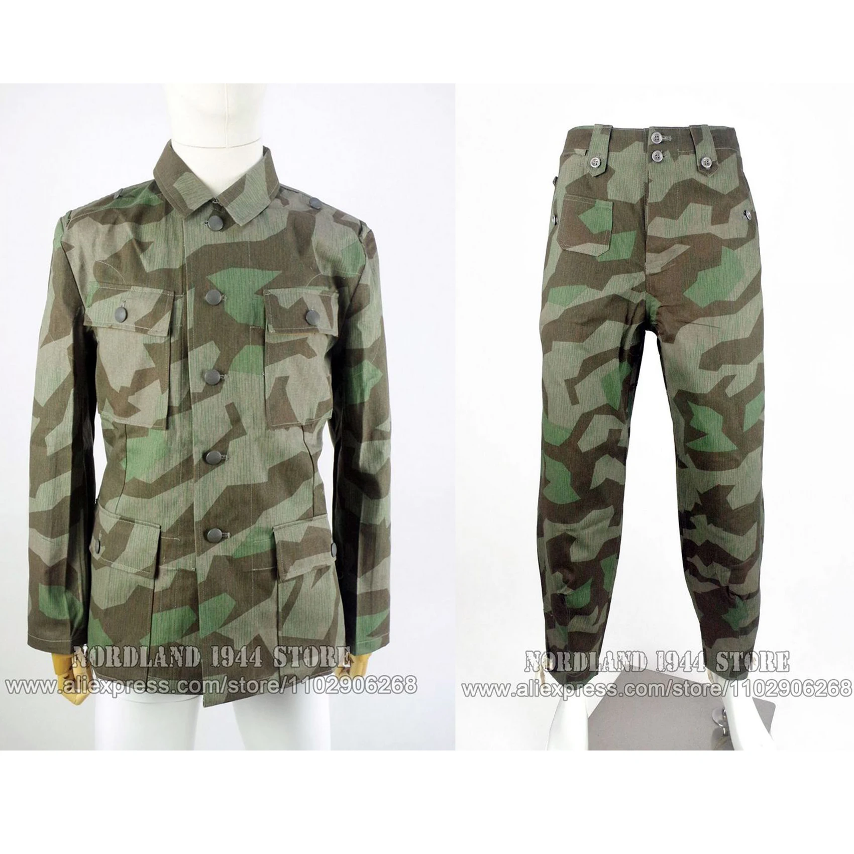 

Reproduction Cosplay German M43 SPLINTER PATTERN CAMOUFLAGE FIELD BLOUSE AND TROUSERS