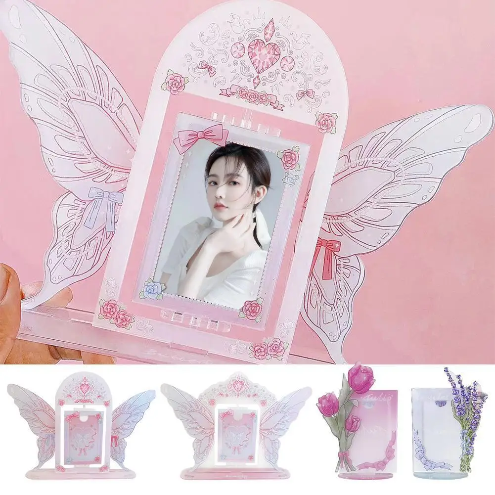 

Butterfly Acrylic Photo Frame Rotatable Card Holder Cute Frame Deluxe Wing Protective Photocard Desktop Idol Case Display C9I9