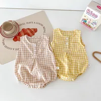 2024 Summer New in Kids Baby Girls Boys Cute Clothing Infant Toddler Plaid Sleeveless Cotton Jumpsuits Newborn Bodysuits 0-24M 5