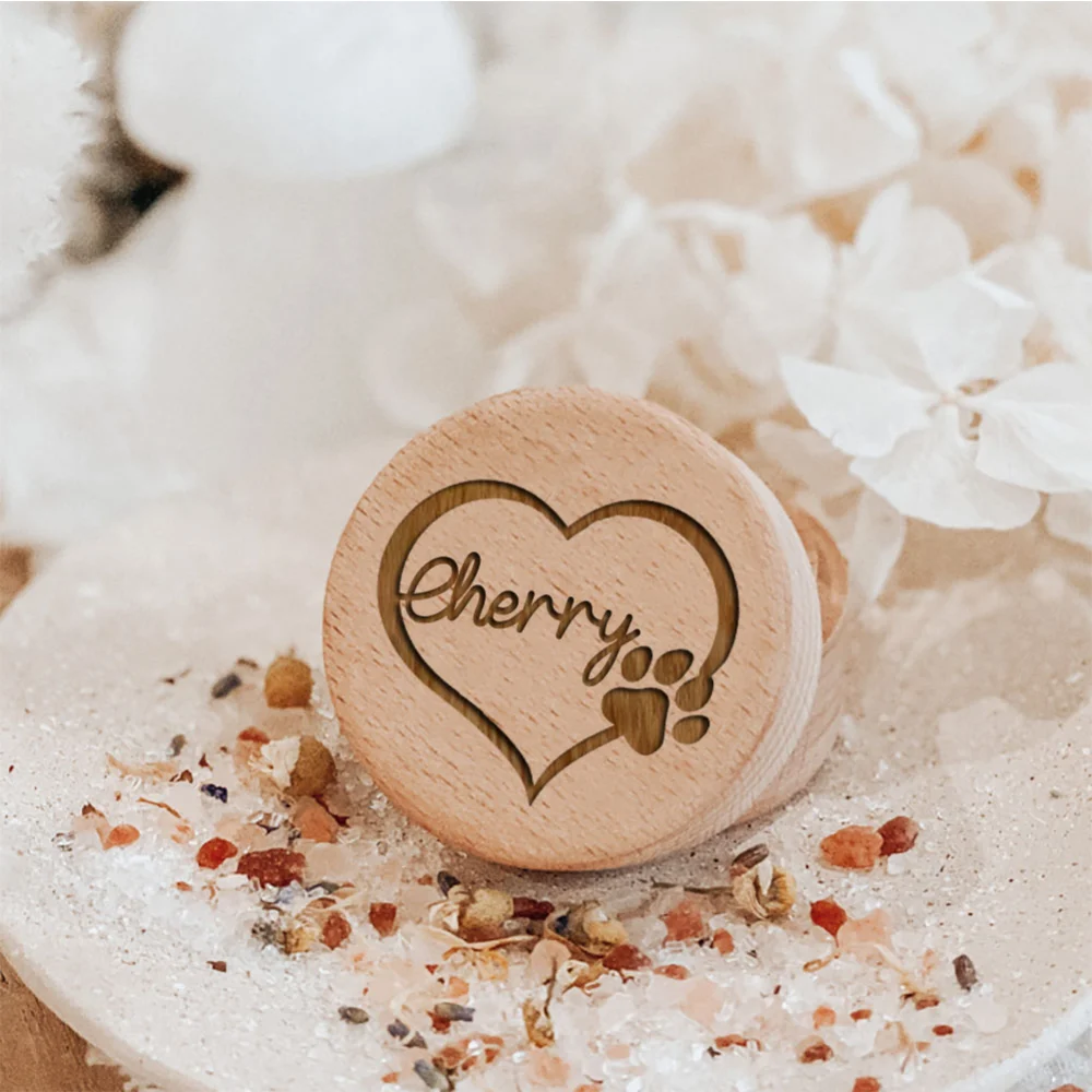 Personalized Name Wooden Carving Pet Hair Storage Box Pet Supplies Dog Save Teeth Memorial Boxes Lost Memorial Gifts Pet Memory Storage Box