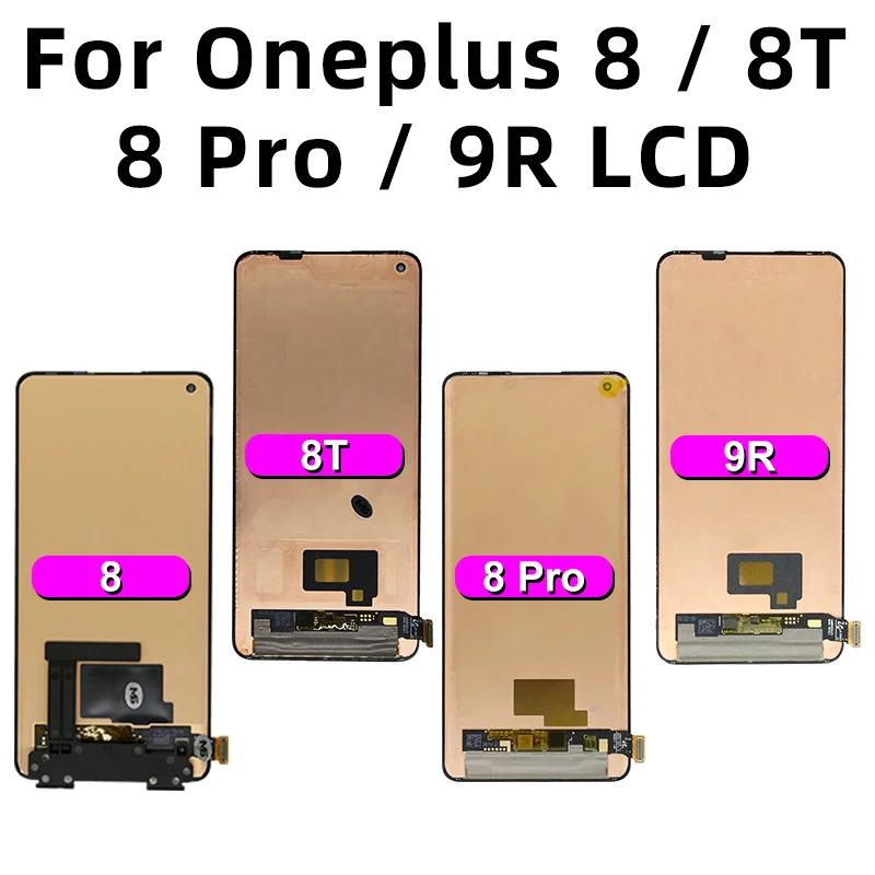 AMOLED LCD 터치 스크린 디지타이저 교체 부품, 원플러스 5 5T 디스플레이, 1 + 6 6T, 원플러스 7 7T 8T 9R 용 선택