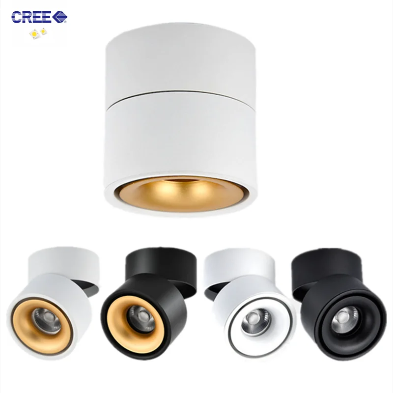 ceiling light fixture Dimmable Downlights Surface Mounted LED COB Ceiling Lamps 8W 10W 12W 15W 18W Foldable 360° Rotatable Background Track Spot Light kitchen ceiling lights