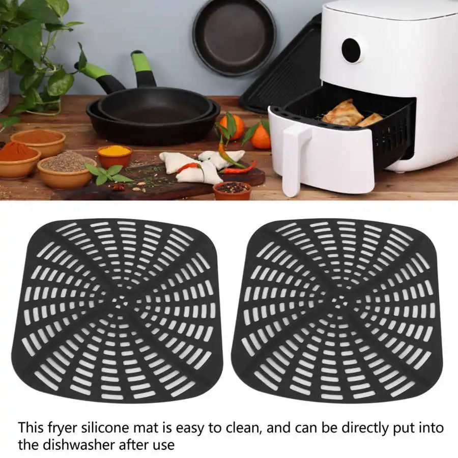 Description Picture 2 of item2pcs Fryer Reusable Silicone Liner Scratch Resistant Fryer Liner Mat Foodi AG301 Fryer